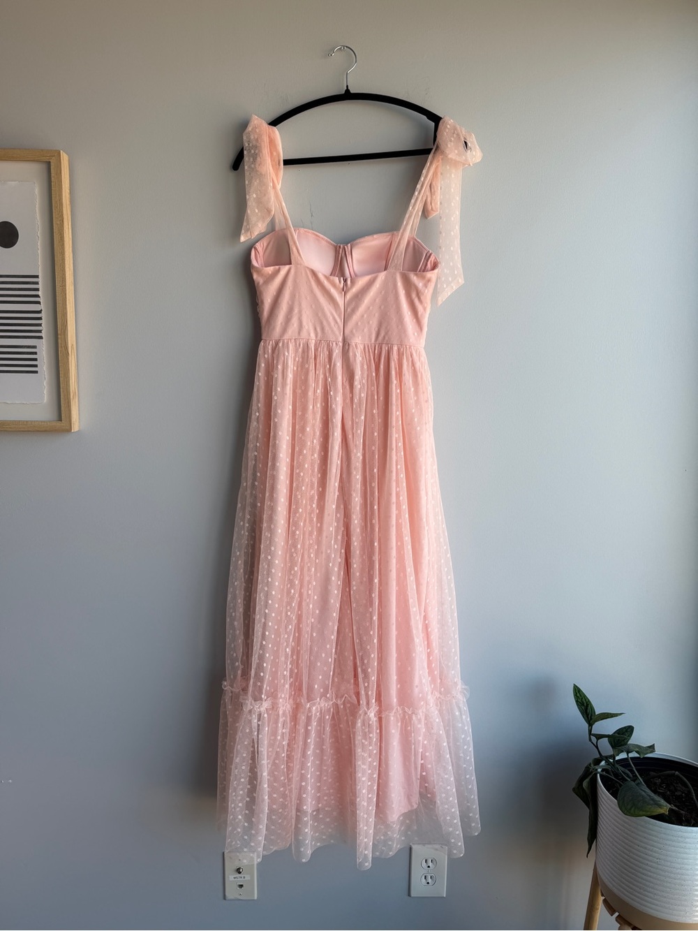 NWT Zeflows Floral midi Dress Sheer Tie-Shoulder - Picture 4 of 8